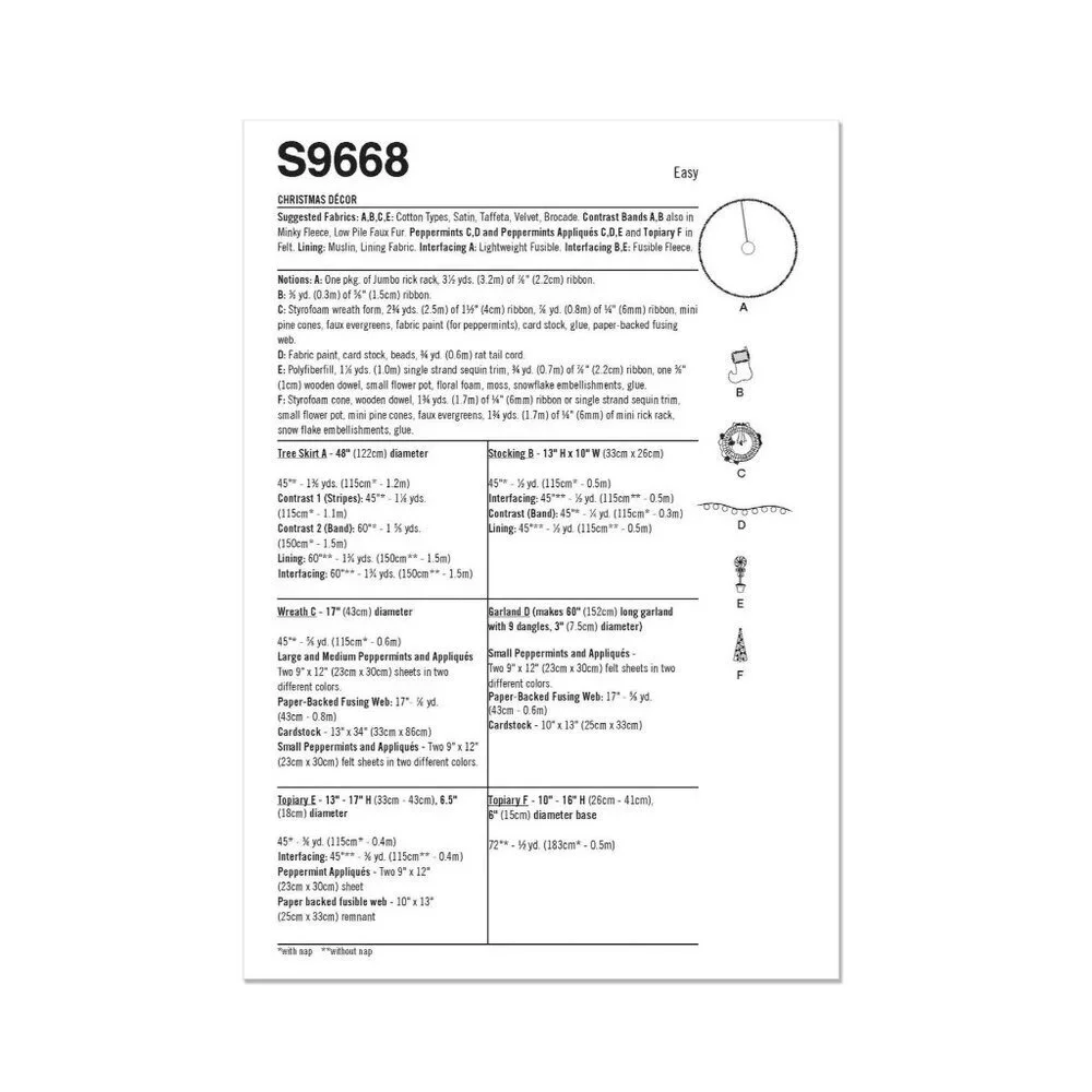 Simplicity Sewing Pattern 9668 11655 Christmas Tree Skirt‎ Stocking Wreath